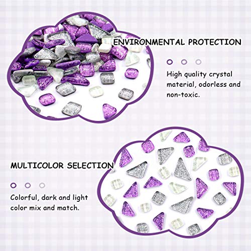 1 Pound Sliver + Purple Shine Crystal Series Mosaic Tiles Assortment Kit