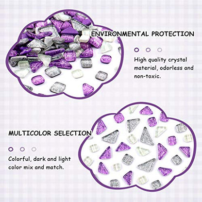 1 Pound Sliver + Purple Shine Crystal Series Mosaic Tiles Assortment Kit