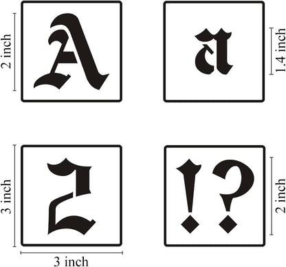 2 Inch Alphabet Letter Stencils for Painting - 70 Pack Old English Letter Stencil Templates with Numbers and Signs for Painting on Wood, Reusable Letters Stencils for Chalkboard Wood Signs & Wall Art