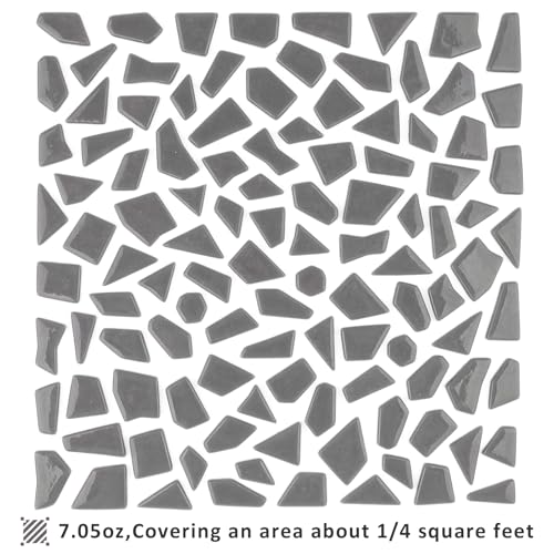 Gray Glass Mosaic Tiles for Bulk (7.05 Ounce)