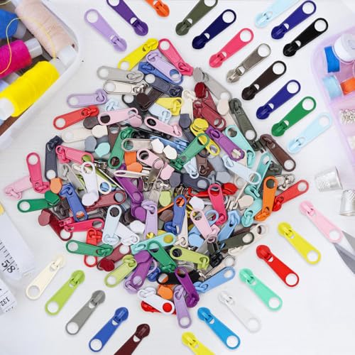 120Pcs Zippers Repair Kit Zipper Replacement 3# Zipper Pull Rescue Kit for Clothing Jackets Purses Luggage Backpacks