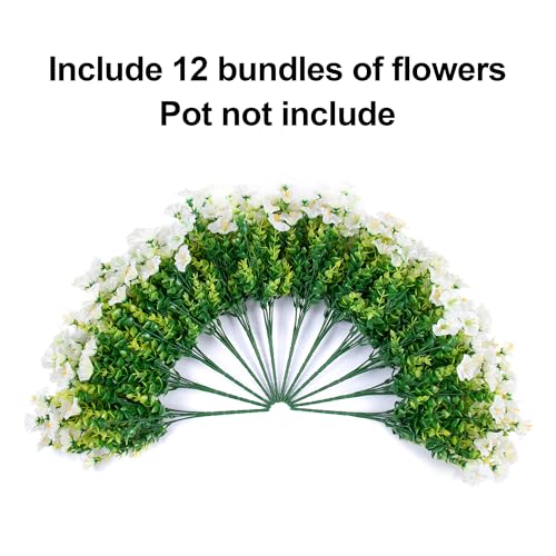 Artificial Flowers Fake Plants for Outdoors Decoration (12 Count)