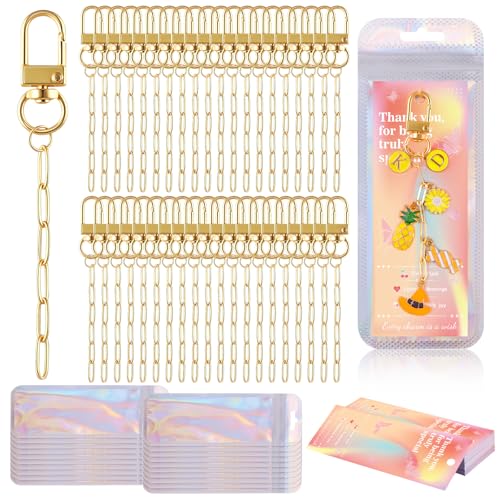 50Set Paperclip Keychain Making Kit with Gift Bags & Thank You Cards (50 Count)
