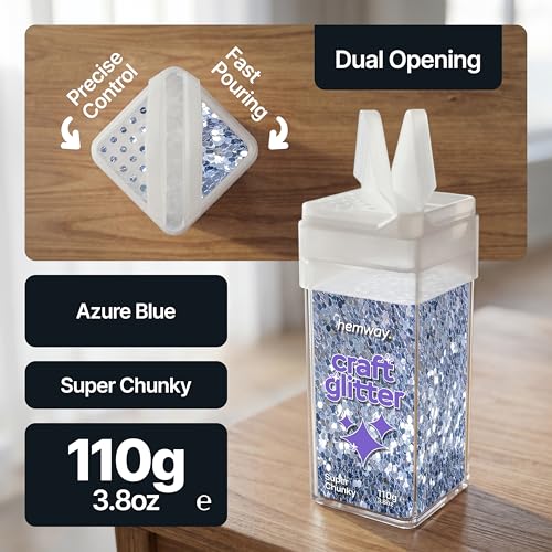 Craft Glitter Shaker Azure Blue 110g Super Chunky (3.9 Ounce)