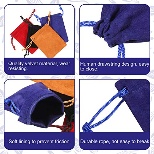 16 Pcs Mini Dice Bags Bulk 8 Colors Suede Velvet Gift Bags 4x3 Inch (16 Count)
