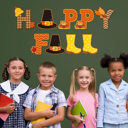 176 Pcs Fall Bulletin Board Decorations Letters Numbers Alphabet Autumn Paper Cutouts Punctuation Symbols Combo Set Thanksgiving Classroom Decorations for School Chalkboard Party Teacher (176 Count)