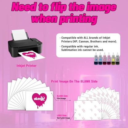 Pinkie Heat Transfer Paper for T Shirts (20 Count)