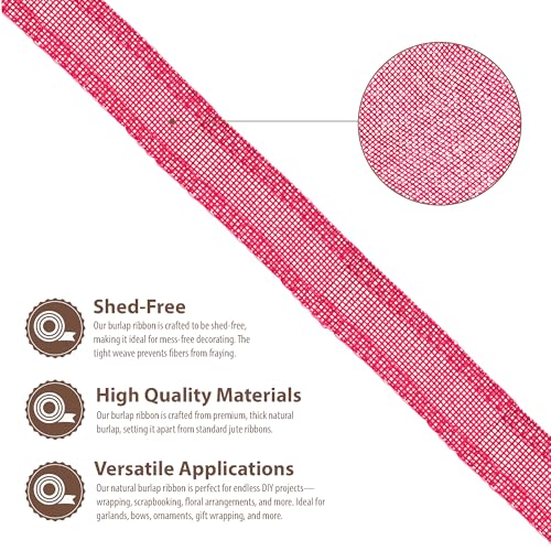 1 Inch Wide Hot Pink Burlap Ribbon for Crafts (120 Feet)