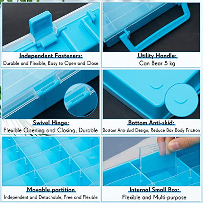 2 Pcs 48 Grids Plastic Bead Organizer Box with Divider (2 Count)