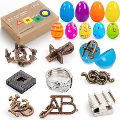 9 Piece Metal Brain Teaser Puzzle Toys for Adults & Teens (9 Count)