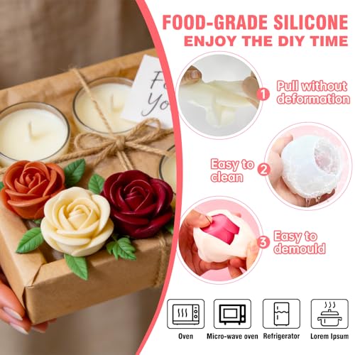4 PCS Rose Candle Mold Silicone