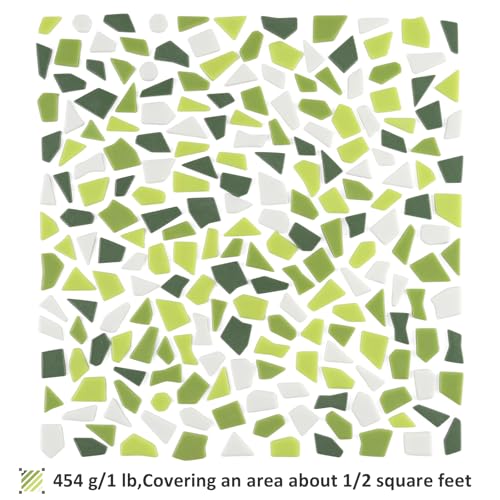 Mixed Green Glass Mosaic Tiles for Crafts Bulk