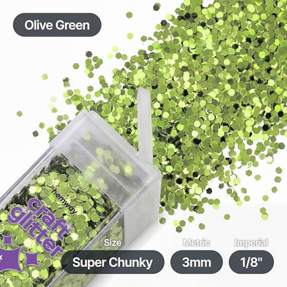 Craft Glitter Shaker Olive Green 110g Super Chunky (3.9 Ounce)