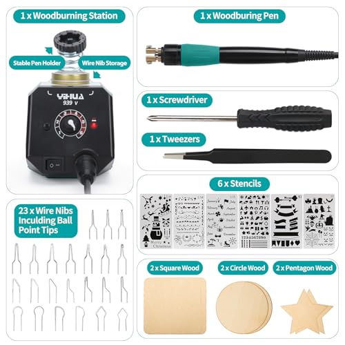939 V Wood Burning Pen Wood Burning Kit with 23 Wire Nibs