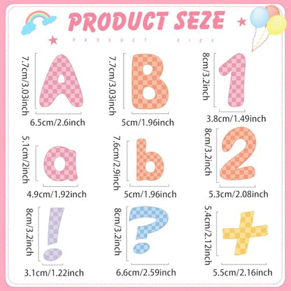 221 Pcs Pastel Checkered Bulletin Board Letters for Classroom (221 Count)