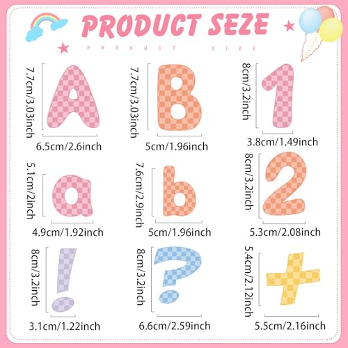 221 Pcs Pastel Checkered Bulletin Board Letters for Classroom (221 Count)