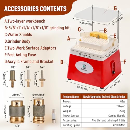 2026 Upgrade Stained Glass Grinder Kit 4200r
