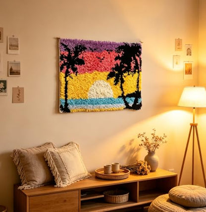 Golden Sunset Latch Hook Rug Kit for Beginners