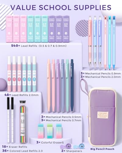 36PCS Mechanical Pencil Set with 624 Lead Refills