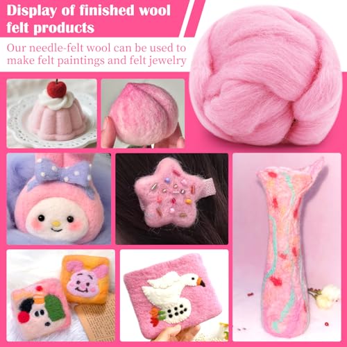 1.76oz Pink Natural Wool Roving