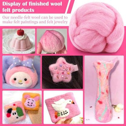 1.76oz Pink Natural Wool Roving