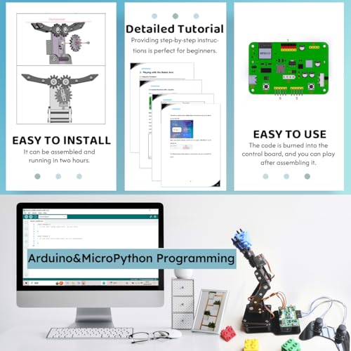Smart Robot Arm for Arduino & MicroPython ESP32 4DOF Programmable Robotic Arm Building Kit with Joystick
