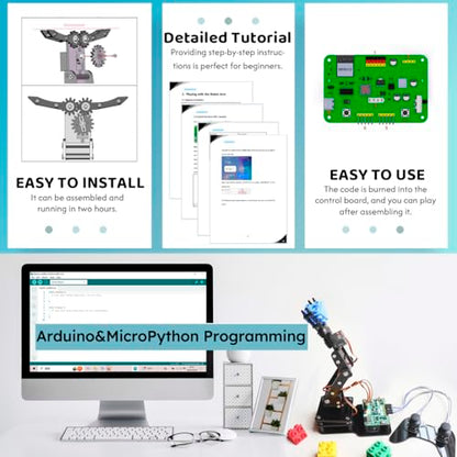 Smart Robot Arm for Arduino & MicroPython ESP32 4DOF Programmable Robotic Arm Building Kit with Joystick