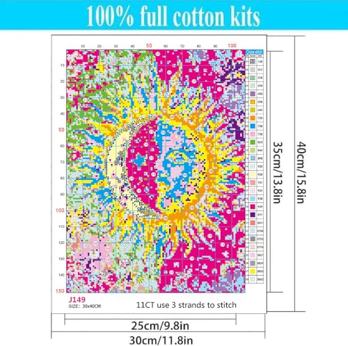 Sun and Moon Stamped Cross Stitch Kits for Beginners Adults