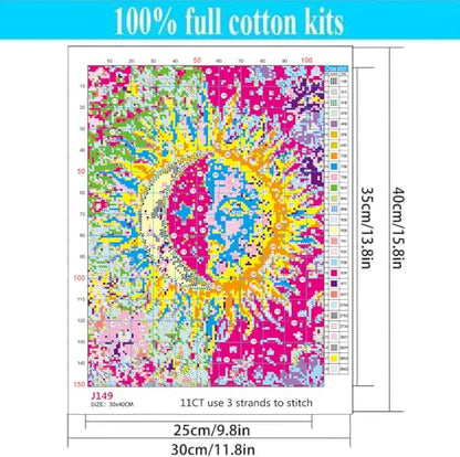 Sun and Moon Stamped Cross Stitch Kits for Beginners Adults
