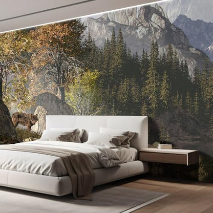 Wall Sticker Wall Mural Wolf Near a Lake in a Rocky Mountain Landscape