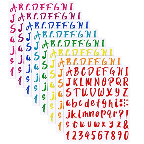 576 Pcs 8 Sheets Letters Stickers Vinyl Alphabet Number Decals Back to School Supplies for Water Bottles Cups Mailbox Scrapbooking Bulletin Board Classroom Decor