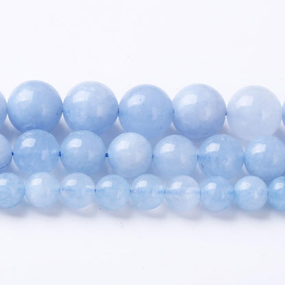 90PCS 4MM Natural Aquamarine Jade Chalcedony Round Loose Stone Beads for Jewelry DIY Energy Stone Healing Power Bracelet 15"