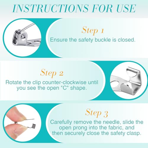 100 Pcs Brooch Pin Backs Bar Pins Backs for Crafts Safety Clasp with Plastic Box (100 Count)