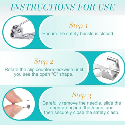 100 Pcs Brooch Pin Backs Bar Pins Backs for Crafts Safety Clasp with Plastic Box (100 Count)