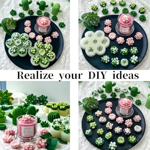 7 Cavity Succulent Candle Molds for Wax Soap Resin Fondant Baking Decor (7 Count)