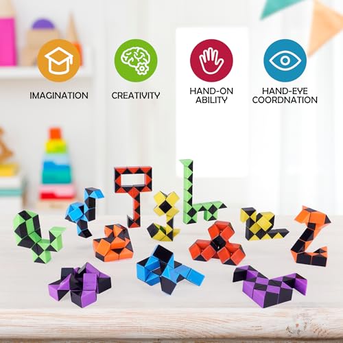 18 Pack Fidget Snake Cube Mini Twist Puzzle for Kids (18 Count)