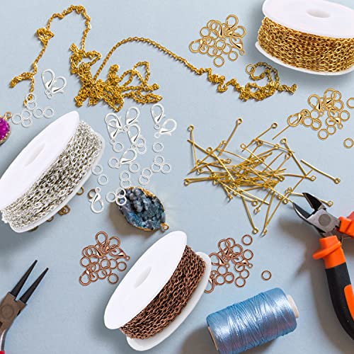 30ft Jewelry Making Chains Bulk 2mm Necklace Chains for Jewelry Making Supplies (3 Count)