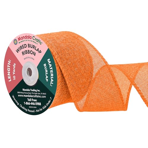 2 1 2 in Wide Orange Wired Burlap Ribbon for Crafts (30 Foot)