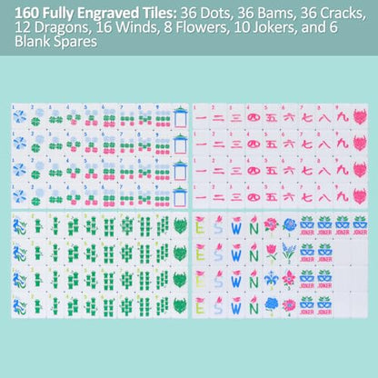 American Mahjong Tile Set with160 Acrylic 4 Layer Engraved Mahjong Tiles
