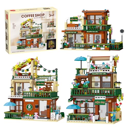 3 in 1 Street View Coffee Shop City Building Set (875 Count)