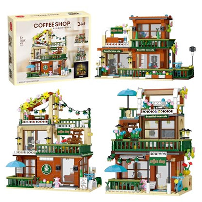 3 in 1 Street View Coffee Shop City Building Set (875 Count)