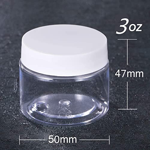 12 Pack 3 oz Plastic Container Jars with Lids Round Clear Travel Cosmetic Container Jars for Toiletries (12 Count)