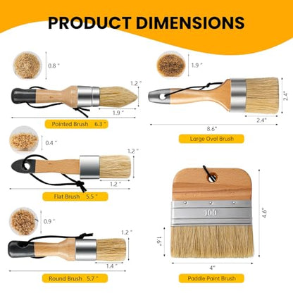 5 Pack Natural Bristle Chalk Wax Brush (5 Count)