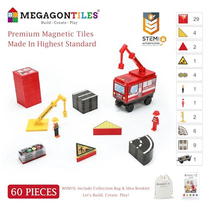 Fire Station Magnetic Tiles Set 60PCS (60 Count)
