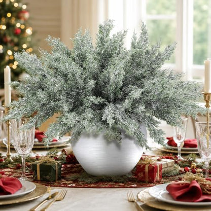 15 Packs 16.5 Inches Artificial Christmas Snow Pine Branches (15 Count)