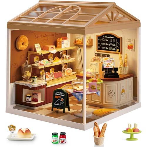 Bread Shop DIY Miniature House Kit with Roof & LED Light