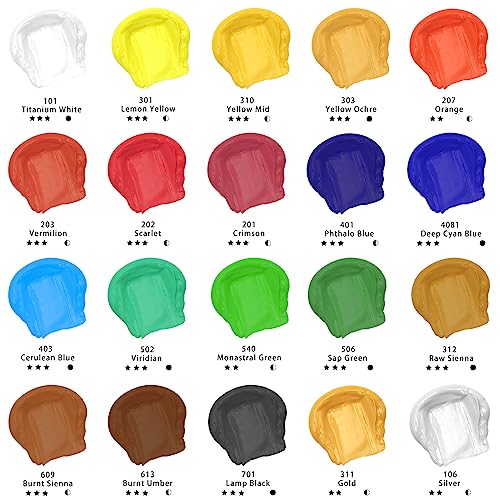 20 Colors Acrylic Paint 120ml (81 Fl Oz)