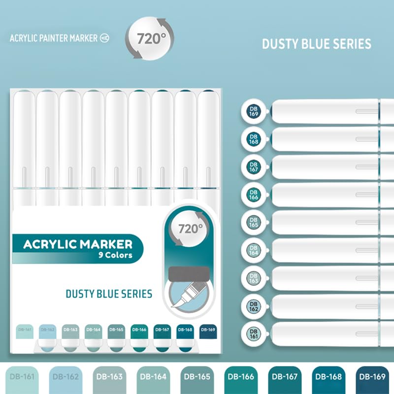 Water Based Acrylic Paint Markers Blue (9 Count)