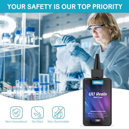 UV Resin 200g Bulk No Odor Upgrade Clear UV Epoxy Resin Kit Hard Fast Cure Jewelry Making Handmade DIY Craft Decoration Coating (7 Ounce)