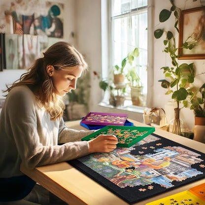 Foldable Jigsaw Puzzle Board with 3 Angle Adjustable Bracket